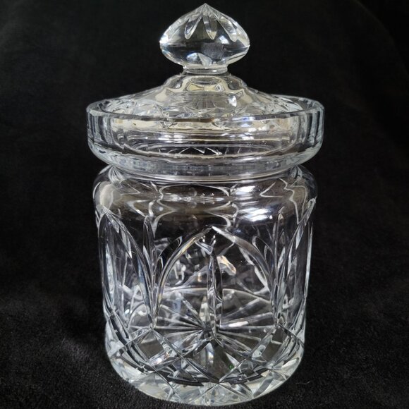 Vintage Cut Crystal Biscuit Jar, Cookie Jar, Lidded Crystal Jar - Picture 1 of 5